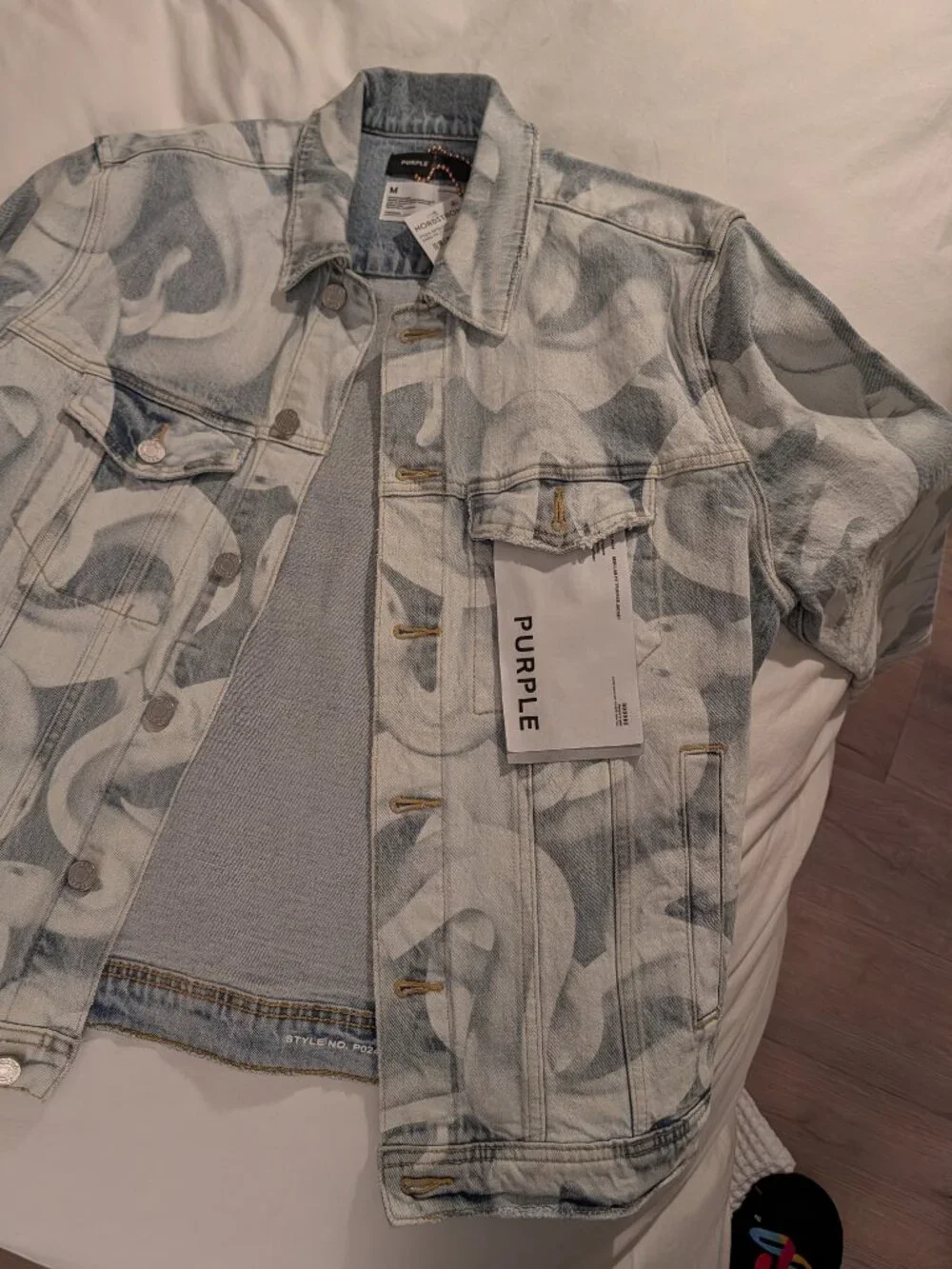 BRAND NEW WITH TAGS - Medium - PURPLE BRAND Indigo Snake Print Denim Jacket
